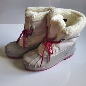 Cat & Jack Girl's Size 2 Youth Snow Boots White GUC